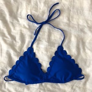Scalloped Trim Solid Bikini Top